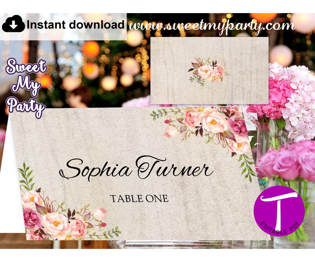 Boho Escort Cards template, Floral Place Cards template, (31)